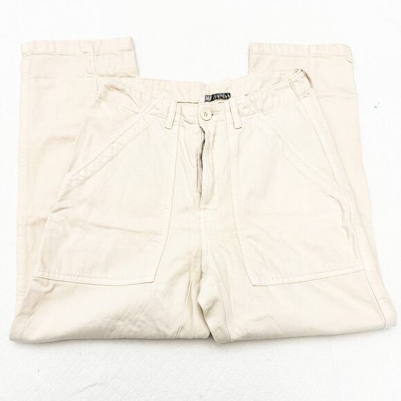 Zara The Marine Straight Cream Carpenter Style Denim Jeans Size Small - Picture 4 of 7